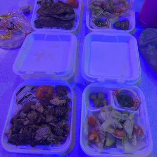Mixed Plate of 2 in front and the Lamb Chops Plate in the back