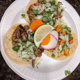 Tacos: chicken, Beef, Pork