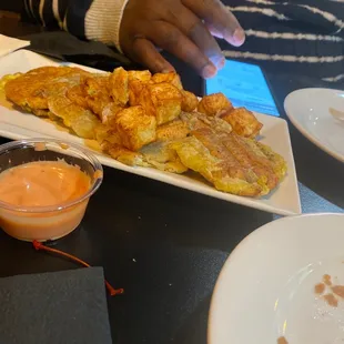 Fried plantains and fried cheese