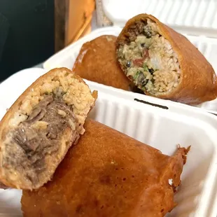 the inside of a sandwich in a styrofoam container