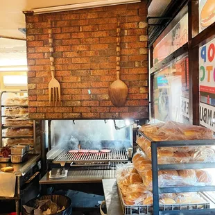 the inside of a bakery