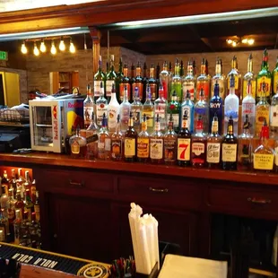 various liquor bottles on shelves
