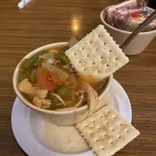 Chicken and vegetables soup delicious