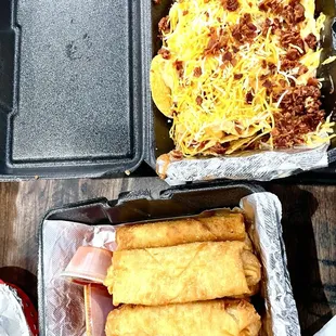 Egg rolls and nachos