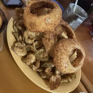 Fried Onion Rings and Fried Fried Dill Pickles