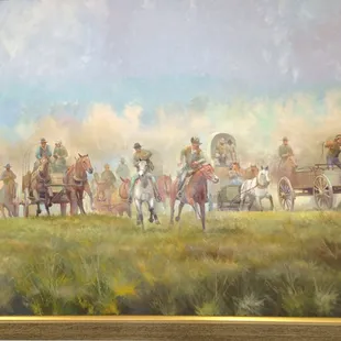 Painting of the Cherokee Strip Run by Gene Dougherty.