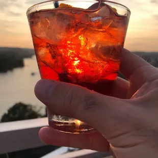 Negroni in the sunset
