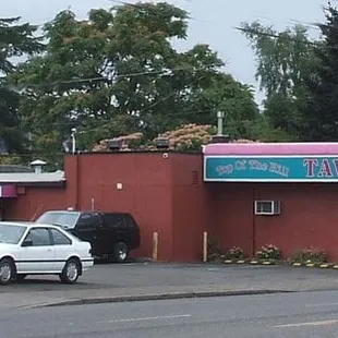 a car parked in front of it