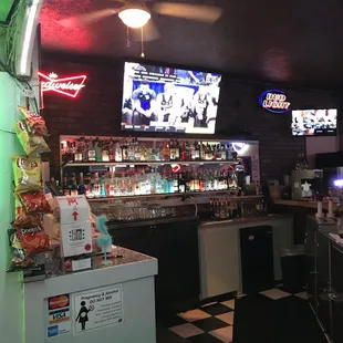 the bar and televisions
