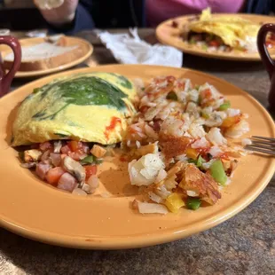 Western Omelette Breakfast...looks good for being uncooked inside.