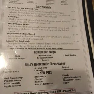 Menu specials