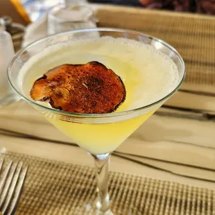 Midnight Dream... It's Grey Goose La Poire Vodka, St Germain Elderflower Liqueur, pineapple, lemon and sugar. Delicious!