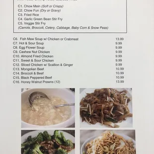 a menu for chinese food