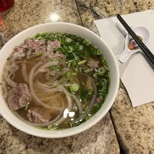 marinated steak and cubed flank pho