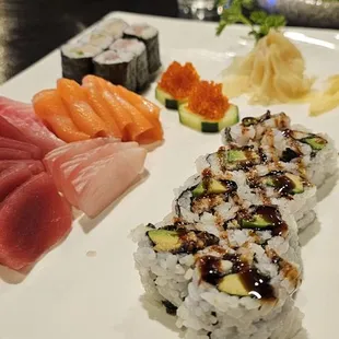 Tuna, snapper, salmon, eel avocado maki