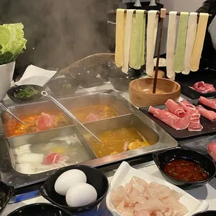 Four different soup bases.