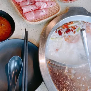 a variety of food items on a table