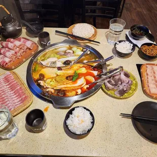 a variety of food on a table