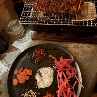 Tuns Steak over hot coals