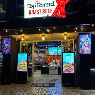 the front entrance of a restaurant