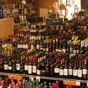 rows of liquor bottles