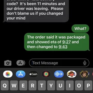 a text message from a customer