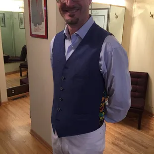 Brad K, sporting a Salvador Dali fabric vest from Top Shelf