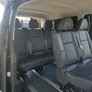 The interior of one of our Mercedes Metris Minivans!