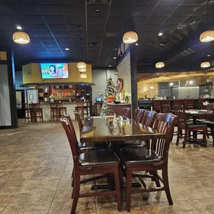 left to right: entry, bar, dining
