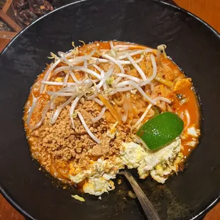 Tofu Pad Thai. 
 
 Note the extra sauce that makes this dish much more flavorful than other Thai locations.