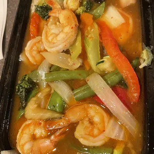 Spicy veggies with shrimp