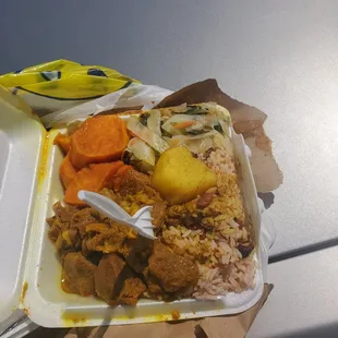 a tray of food on a table