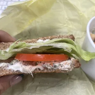 Skimped out tuna salad sandwich  but tasty