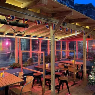 Warm outdoor seating with heaters
