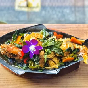 Whole fish - red snapper with spicy basil sauce ( chef selection special)