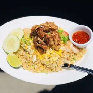 Crab meat fired rice with soft shell crab ( one and only) ( chef special )