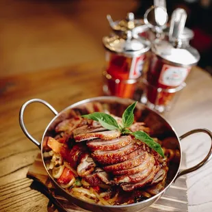 basil undo with crispy duck