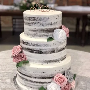 Three tier &quot;naked&quot; cake