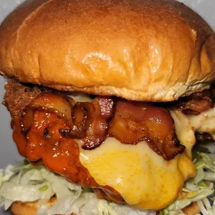 Spicy fried chicken  Bacon pepper jack cheese
