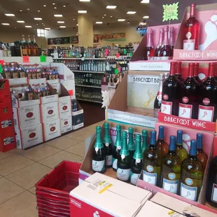 a variety of wines in a store