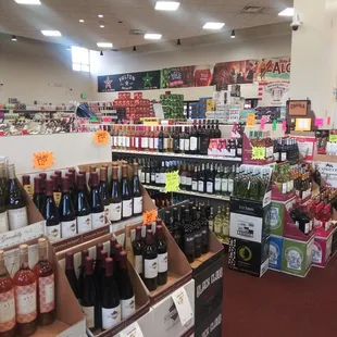 a variety of wines in a store