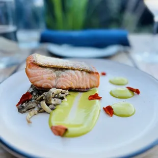 Pescado. This was modified because of an allergy but it comes with esquites (corn).  Crisp skin, flavorful flesh.  Highly recommend.