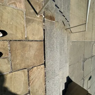 These stairs are treacherous- especially in the winter. Huge cracks and crumbling cement make it dangerous.