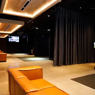 the interior of a golf simulator