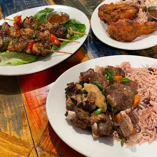 Jerk Chicken Kebobs, Braised Oxtail, Mum&apos;s Fried Chicken