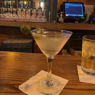 Dirty martini with blue cheese olives