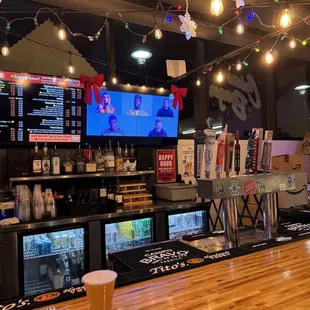 a bar with a lot of lights