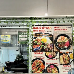 cashier area with some menu items!