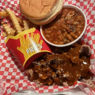 Pork Shoulder Plate. Fries - Regular Order. Tops Bar-B-Q Beans. Fry boxes you have now make fries soggy fellas