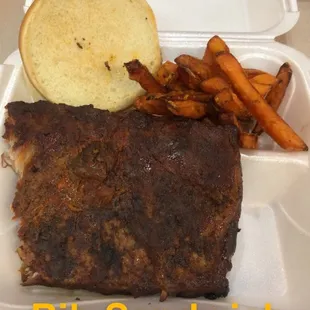 ows ribs sandwich and fries